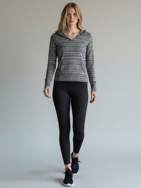 Champion Active Gym Hoodie Pullover Workout Top Athletic Black Grey SpaceDye XS